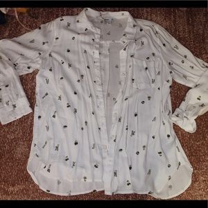 cute succulent/plant button up